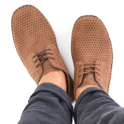 33. Rieker M RKR528 brown openwork leather shoes 