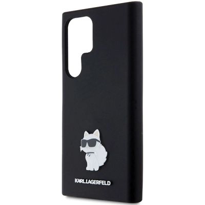 6. Karl Lagerfeld Silicone Choupette Metal Pin case for Samsung Galaxy S24 Ultra - black