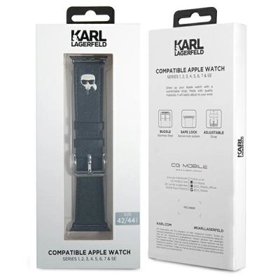 2. Karl Lagerfeld KLAWLOKHK Apple Watch 42/44 / 45mm black / black strap Saffiano Karl Heads