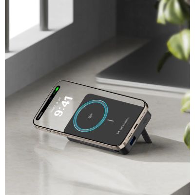 14. Powerbank Wozinsky WLWP-10KA0Y3S 22.5W PD Qi2 10000 mAh, with stand, 1x USB-A, 1x USB-C - black