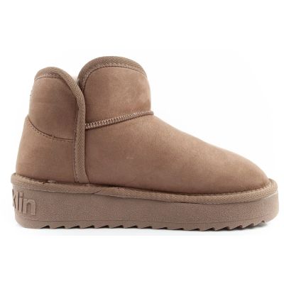 4. D.Franklin women's winter snow boots, fashionable fur lined, brown ankle boots