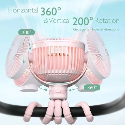4. Momcozy Portable Stroller Fan, Pink