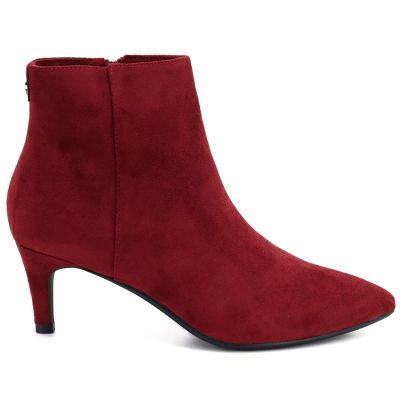 2. Women's insulated ankle boots with a low heel, red suede, Sergio Leone BT-65