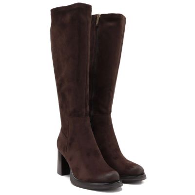 4. Women’s brown suede heeled boots Potocki SZ12849