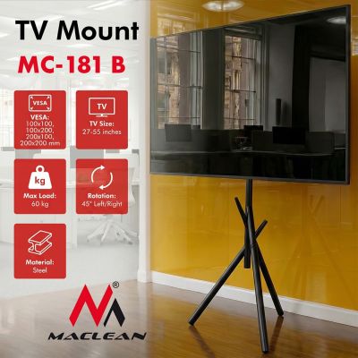 MACLEAN TV FLOOR MOUNT / STAND, 27-55", MAX. VESA 200X200, MAX. 60KG MC-181 B