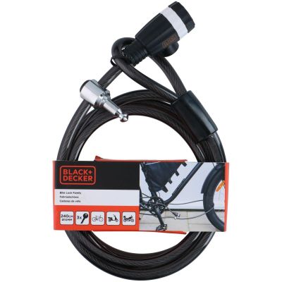 15. BIKE LOCK WITH CABLE LOCK 10x2400MM FAMILY BLACK+DECKER