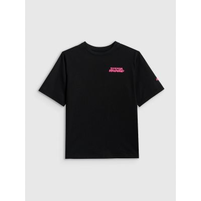 5. Girls' loose T-shirt with print 4F 4FJRSS26TTSHF3910-20S