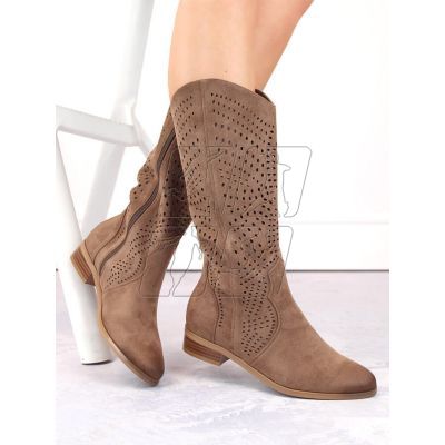 4. Vinceza W JAN264B suede openwork boots, brown