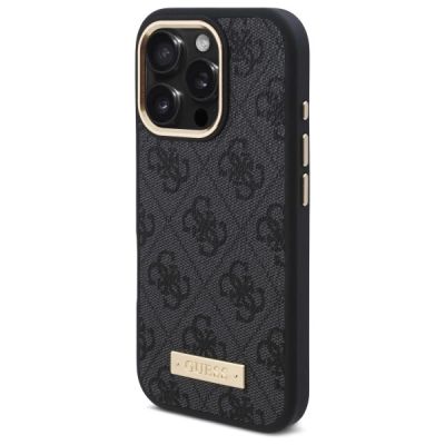 2. Guess 4G Logo Plate MagSafe Case for iPhone 16 Pro Max - Black