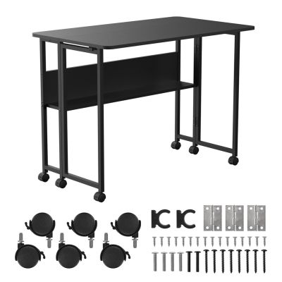 Folding Desk Table Maclean, Black, Mobile, 100 x 58 cm, Max. 50 kg, MC-126 B