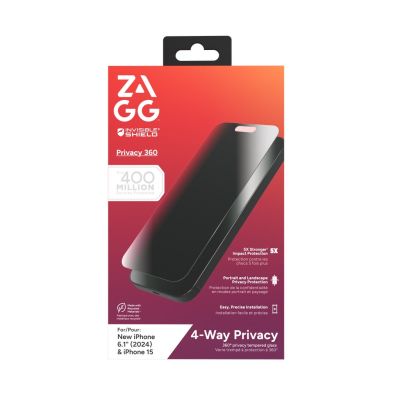 4. ZAGG InvisibleShield Glass Elite Privacy 360 - privacy glass for iPhone 15/16 (4 directions)
