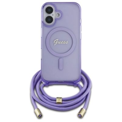 2. Guess Crossbody Cord Script MagSafe iPhone 16 Case - Purple