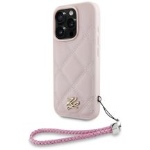 Karl Lagerfeld Quilted Initial Logo & Chain Strap iPhone 16 Pro Case - Pink