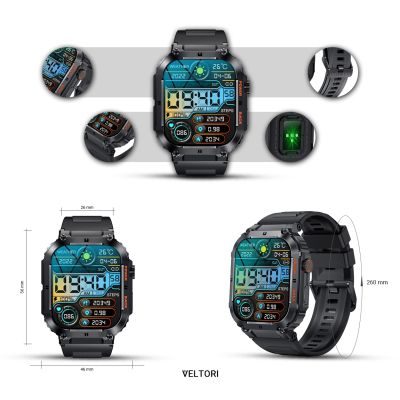 9. VELTORI VT200-1 Smartwatch Black Silicone Strap