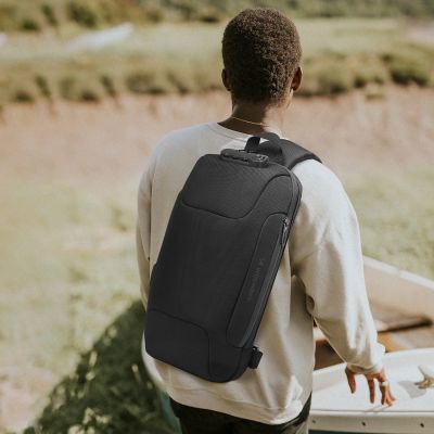 11. Wozinsky Premium Single Shoulder Anti-Theft City Backpack with Organizer and USB - Black