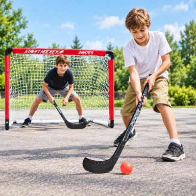 5. FOLDABLE STREET FLOORBALL GOAL 2 STICKS AND BALL 91X61X61CM ENERO
