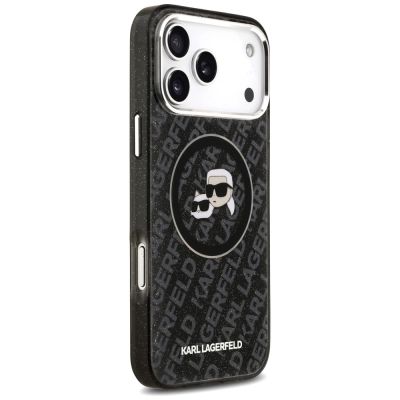 4. Karl Lagerfeld IML Glitter Karl&Choupette Heads Logo MagSafe Case for iPhone 17 Pro Max - Black