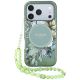 Guess IML Flowers Pearl Strap MagSafe Case for iPhone 18 Pro / 17 Pro – Green