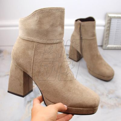 2. Insulated suede ankle boots with a high heel and platform M.Daszyński W SAN24B, beige