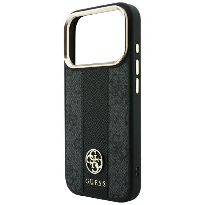 6. Guess 4G with Stripe Round and Classic Logos MagSafe Case for iPhone 17 Pro Max / 18 Pro Max - Black