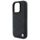 6. BMW Sign Leather Crossing Lines Pattern iPhone 16 Pro Max Case - Black