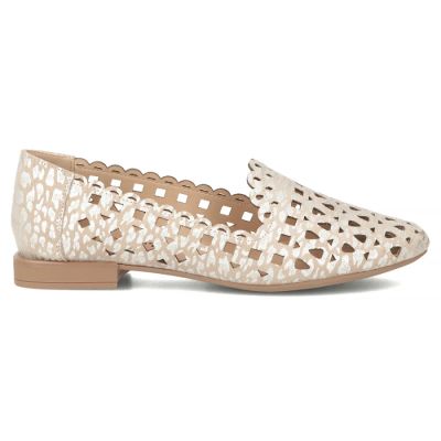 2. Women's leather openwork shoes, beige, Filippo DP7710