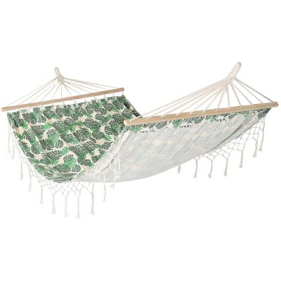 19. GARDEN HAMMOCK FOR 2 PEOPLE 200X150CM WITH SPREADER BAR AND FRINGE MIAMI NATURA JUNGLE