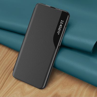 8. Eco Leather View Case case for Samsung Galaxy S23+ with a flip stand red