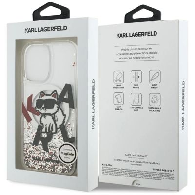 8. Karl Lagerfeld Liquid Glitter Choupette Logo MagSafe Case for iPhone 17 - Clear