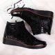 23. Women’s black insulated leather ankle boots with print, Filippo