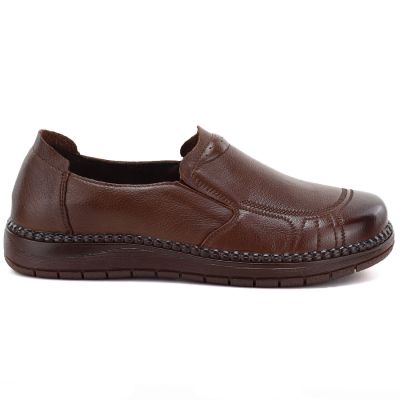 2. Women's comfortable leather slip-on shoes, brown, Vinceza 107241