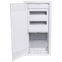 Flush-mounted plastic installation and multimedia housing 2 rows, 24 modules + 3-row mounting plate Noark PMF-C 60-2