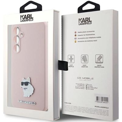 8. Karl Lagerfeld Silicone Choupette Metal Pin case for Samsung Galaxy S23 FE - pink