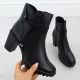9. Black Leather Block-Heel Ankle Boots Rieker Y2567-00