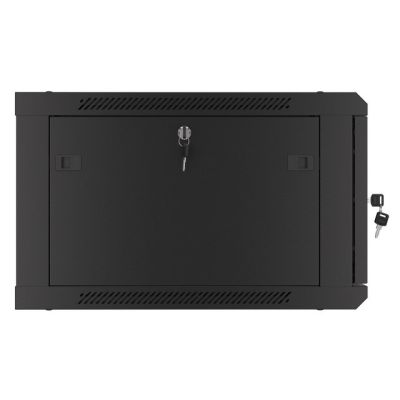 4. LANBERG WALL-HUNG RACK CABINET 19" 6U 600X600 METAL DOOR BLACK (FLAT PACK) WF01-6606-00B