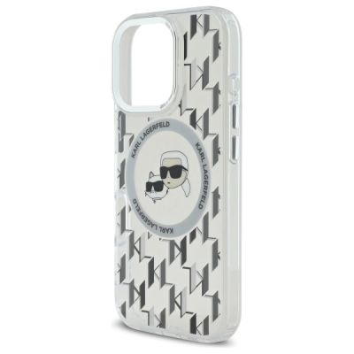 6. Karl Lagerfeld IML Monogram Karl & Choupette Head MagSafe iPhone 16 Pro Case - Clear