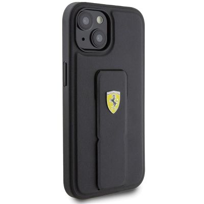 4. Ferrari Grip Stand Metal Logo case for iPhone 15 - black