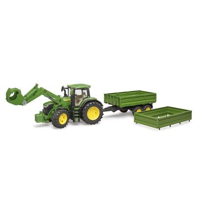 5. John Deere 7R 350 tractor with front loader and 2-axle trailer 03155 BRUDER
