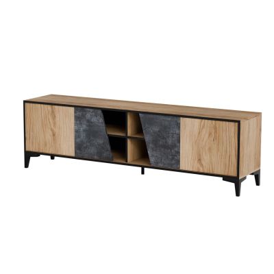 4D OVO TV cabinet 180x38xH53 oak/concrete