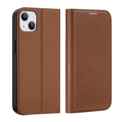 2. Dux Ducis Skin X2 case for iPhone 14 Plus case with magnetic flap brown