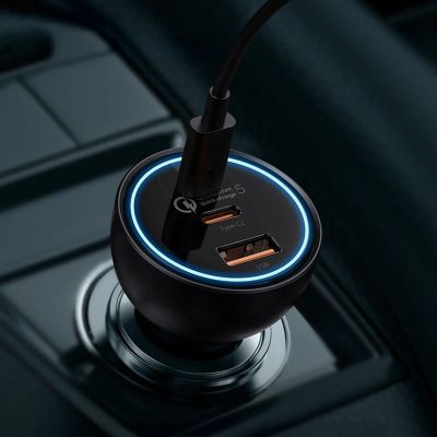 6. Baseus 160W Car Charger with Qualcomm® Quick Charge™ 5 Technology 2xUSB-C 1xUSB-A - Gray