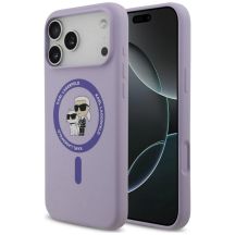 Karl Lagerfeld Silicone Karl&Choupette Ring MagSafe Case for iPhone 18 Pro Max / 17 Pro Max – Purple