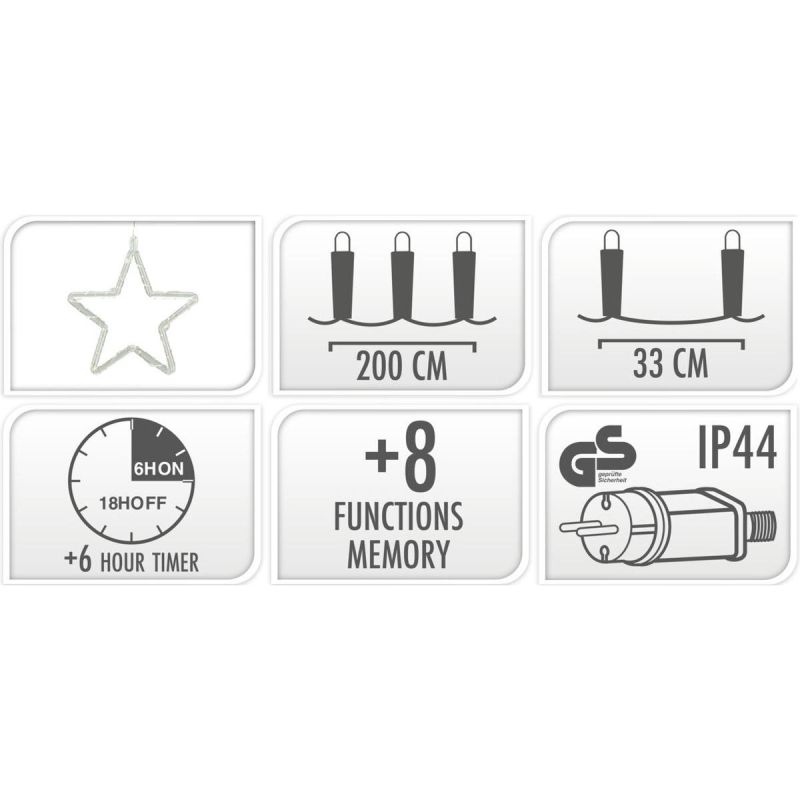 3. CHRISTMAS TREE LIGHTS LIGHT CURTAIN 200x200 CM 415LED WARM WHITE STARS