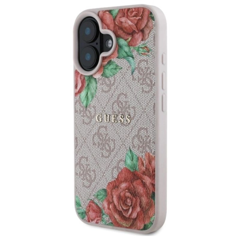 2. Guess GUHMP16SP4ROPEMCP iPhone 16 6.1" pink/pink hardcase 4G Flowers Print MagSafe