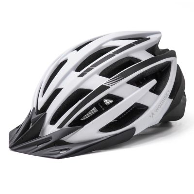 3. Wozinsky MTB Bike Helmet with Removable Visor and Rear USB Light L - Black and White