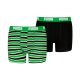 Puma Everyday Striped Kids' Boxer Shorts 2 Pack Green and Black 938970 03