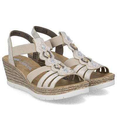 3. Women's comfortable beige espadrille sandals Rieker 619B2-60