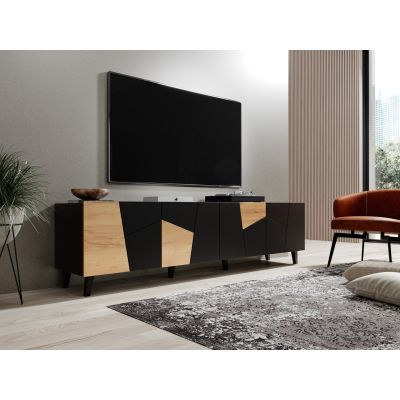 7. ETNA TV cabinet 200x42x52 black matt + craft oak