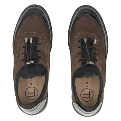 5. Leather suede crocodile wedge shoes brown Filippo DP8106