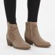 5. Women's suede ankle boots with openwork heel, beige, S.Barski HY61-8012